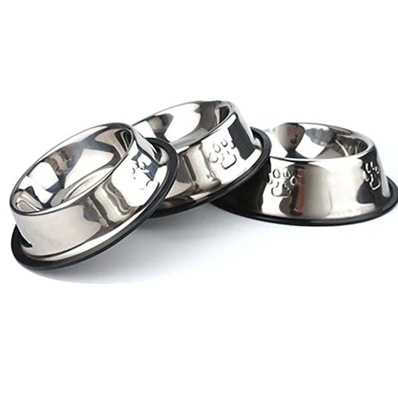 Paw Stainless Steel Skidproof Pet Bowl Set - Anti-Ant Design for Dogs and Cats, Available in 6 Sizes