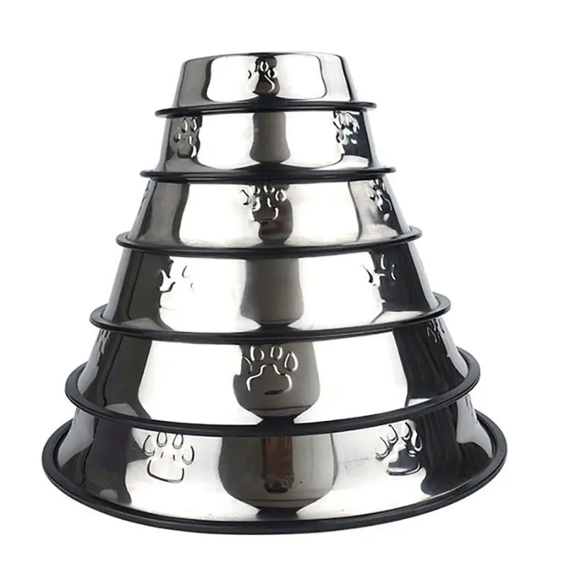 Paw Stainless Steel Skidproof Pet Bowl Set - Anti-Ant Design for Dogs and Cats, Available in 6 Sizes