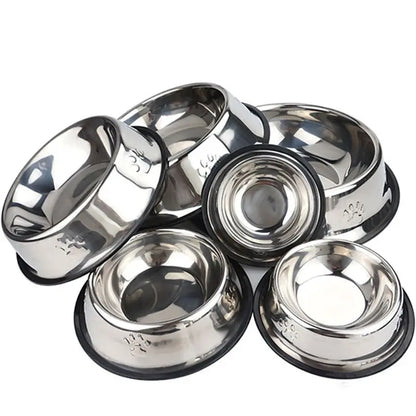 Paw Stainless Steel Skidproof Pet Bowl Set - Anti-Ant Design for Dogs and Cats, Available in 6 Sizes