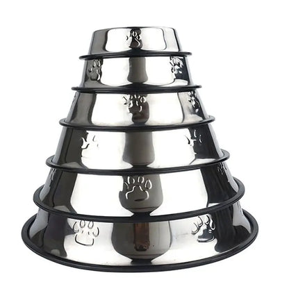 Paw Stainless Steel Skidproof Pet Bowl Set - Anti-Ant Design for Dogs and Cats, Available in 6 Sizes